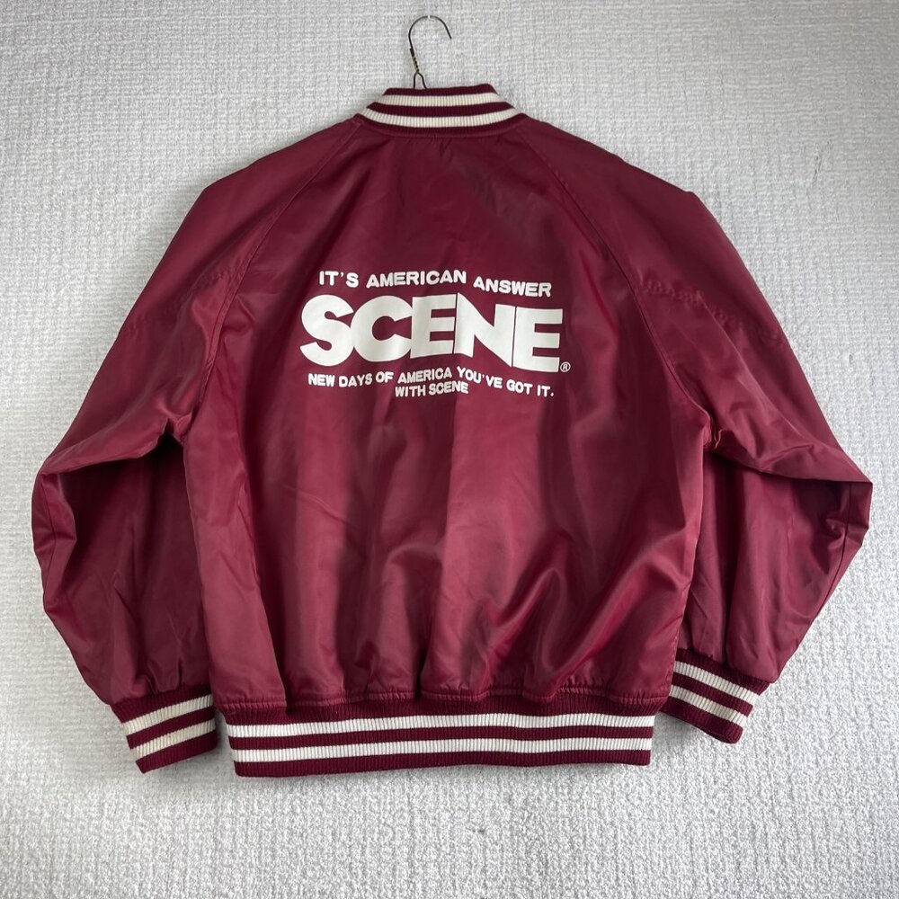Y2K Japan Brand Scene That's The Real American Flavor Red Varsity Jacket Sz L